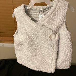 White baby fluffy vest